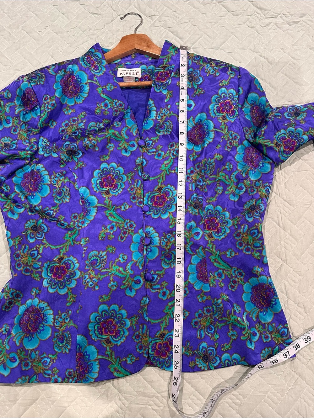 Adrianna Papell Blue and Purple Floral Brocade Jacket - Picture 6 of 6